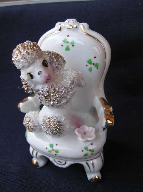 Lamode "Poodle on Chair" Fine Bone, Hand Painted. condition very good see pics for detail