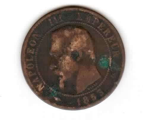 Empire Francais. DIX Centimes. Napolian III Empereuer. 1853, condtion as per scans