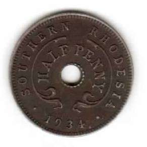 SOUTHERN RHODESIA HALF PENNY 1934, Condition as per scans