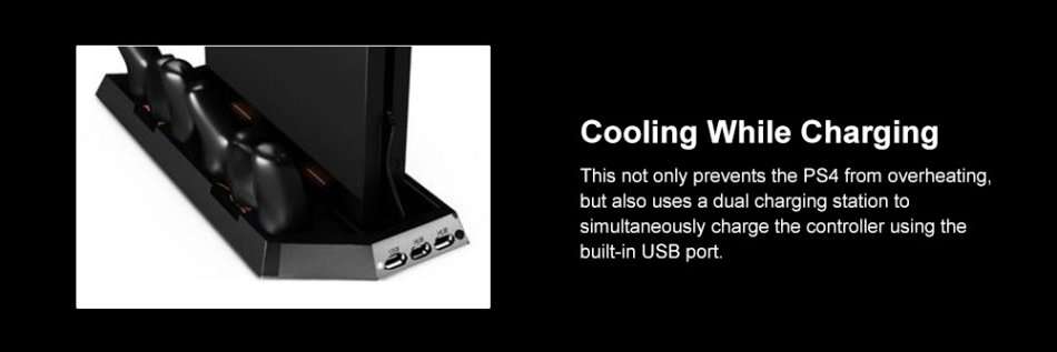 Dual USB Cooling Fan with Charger Stand For PS4