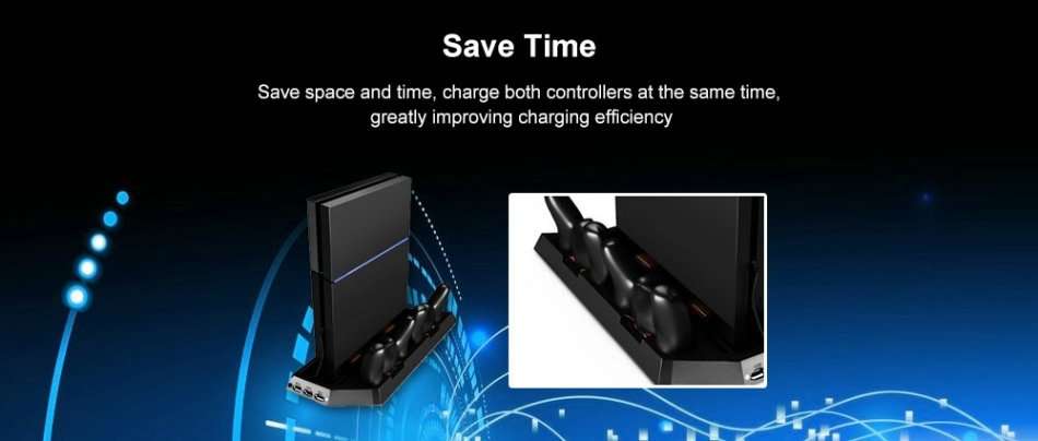 Dual USB Cooling Fan with Charger Stand For PS4