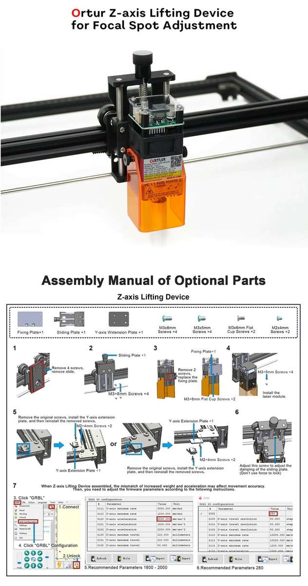 Ortur CNC Z-axis Lifting Device for Focal Spot Adjustment for LM2/PRO