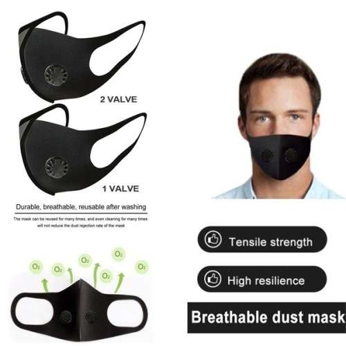 6 PACK NANOMATERIAL  WASHABLE FACE  WITH  DUAL RESPIRATOR VALVE