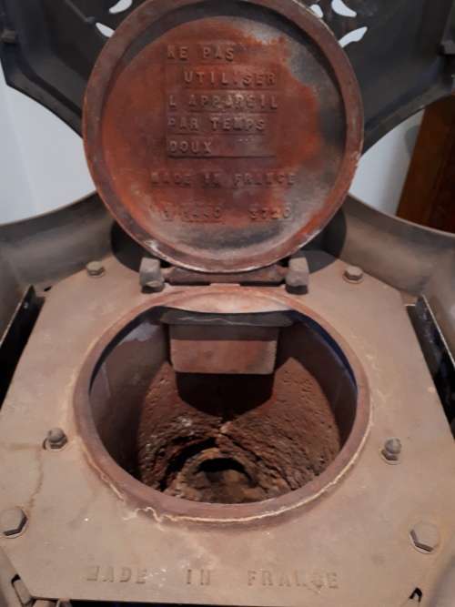 Vintage French Godin Multi-Fuel Cast Iron Fireplace