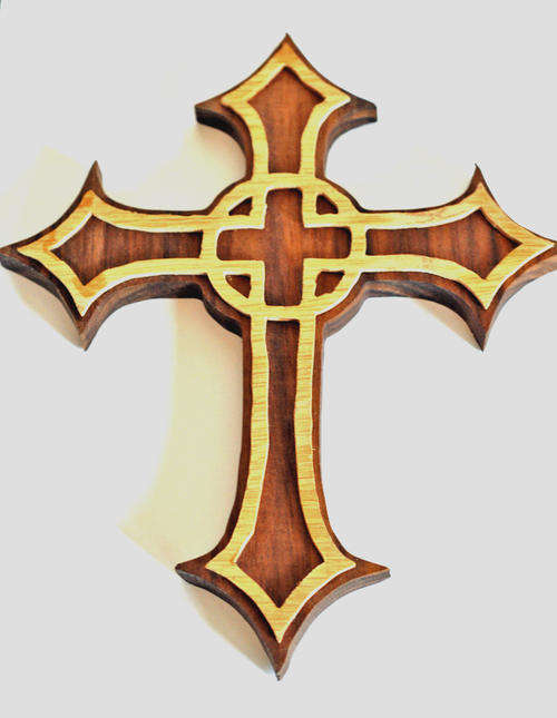 2-layered handcrafted walnut wooden cross