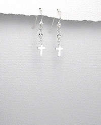 Sterling Silver Cross Dangle Earrings