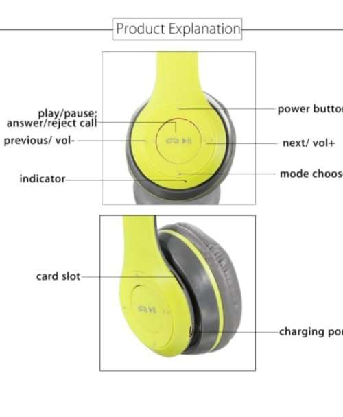 Wireless Bluetooth Bass Headphones with MP3 player, Microphone. TF Card slot Assorted colors Wireles