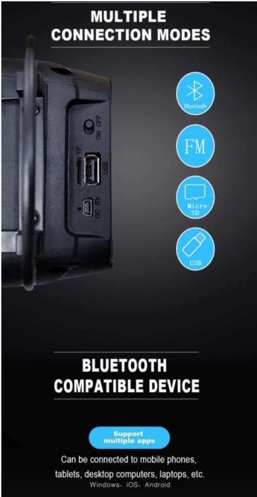 ***Month End***3` Wireless Portable Speaker Sound System with Bluetooth, USB, Micro SD and FM Radio