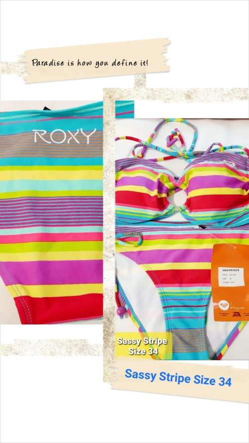 ROXY - Sassy Stripe 2pc Bikini - GET READY FOR SUMMER (Size 34)