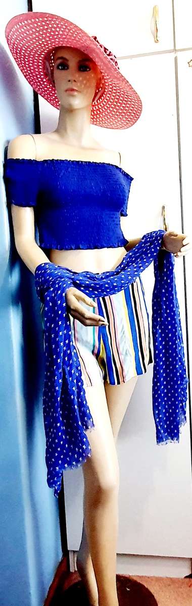 Ladies Feeling Blue Kit (Shorts, Shirt , Hat and Scarf) Size S-M