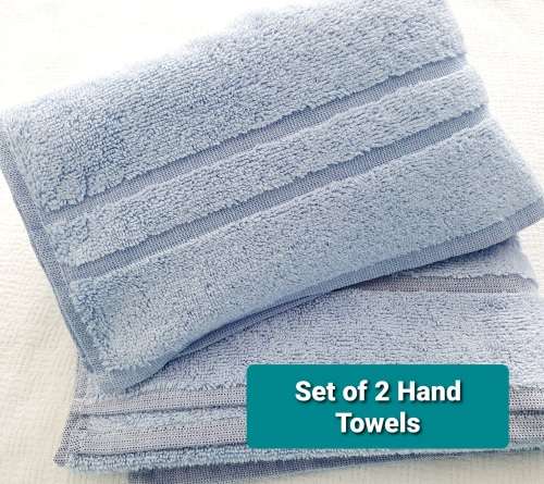 Set of 2x Soft Blue Handtowels (Excellent Quality)