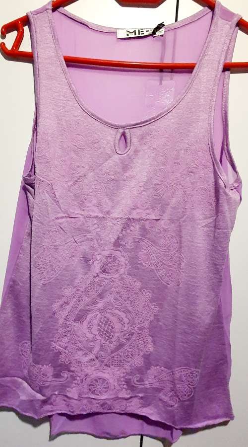 Ladies Cool Purple Top with Chiffon Back (M)