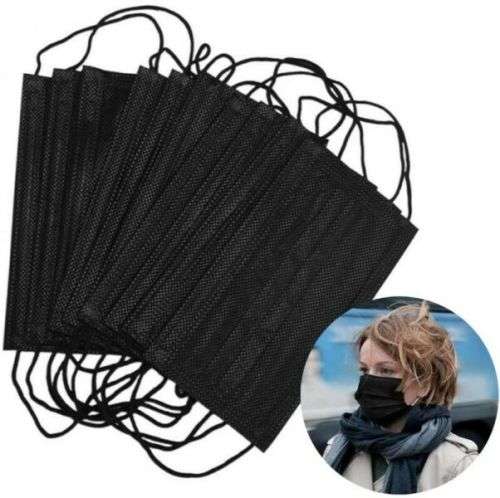 CARAMEL   -  3 PLY JET BLACK MASK DISPOSABLE MASKS