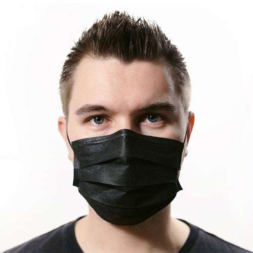 CARAMEL   -  3 PLY JET BLACK MASK DISPOSABLE MASKS