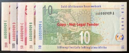 Same Serial Number AA 909 - Gill Marcus Set of Banknotes