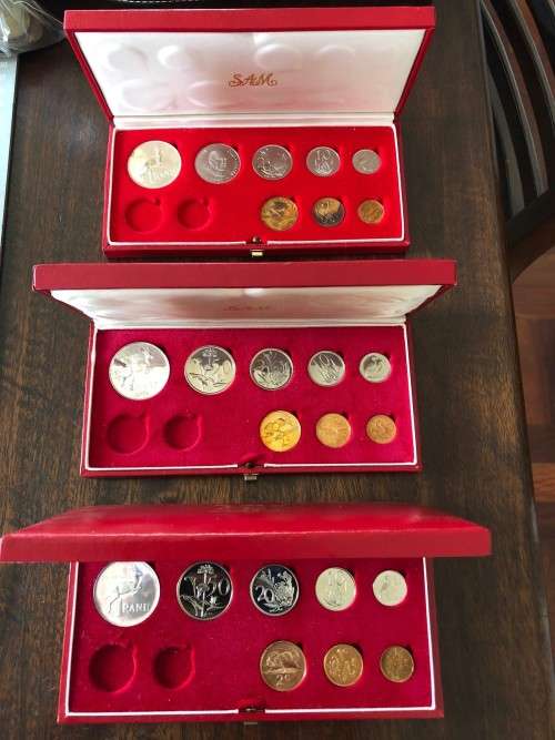 3 x long proof sets (1982, 1980, 1979) - NO GOLD