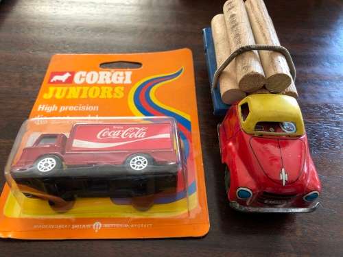 Vintage toy cars x 2 (Coca-Cola and Japan pressed metal)
