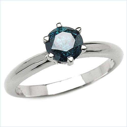 R85000 - 14KW 1.04CTW GENUINE BLUE DIAMOND ROUND SOLITAIRE RING