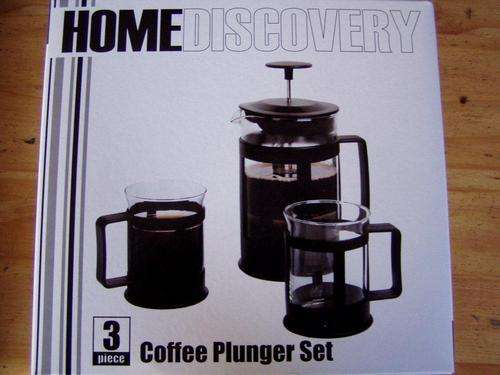 3 PIECE COFFEE PLUNGER WITH 2 CUPS