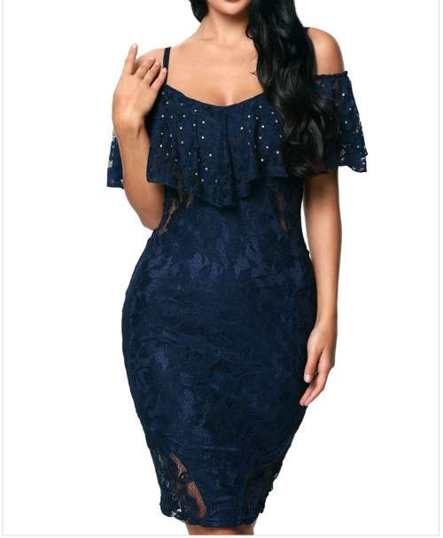 Off Shoulder Navy Dress in size L
