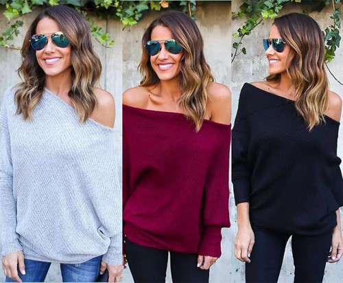 !!! NEW ARRIVED!!! FASHIONABLE OFF SHOULDER LONG SLEEVE TOP IN THREE COLORS