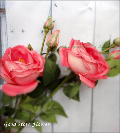 27.5'' Real Touch Rose with 1 Lilies, 2 Bud and  Fews Leaves-dark pink