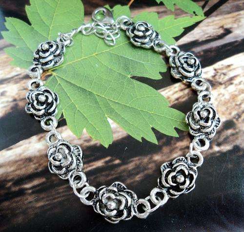 STUNNING TIBETAN SILVER ROSE BRACELET