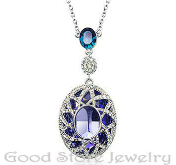 !!! WOW !!! GORGEOUS LIGHT AMETHYST SWAROVSKI NECKLACE IN 18KGP