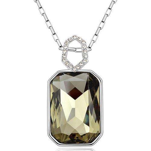 BEAUTIFUL DARK BROWM SWAROVSKI NECKLACE IN 18K WHITE GOLD CLAD