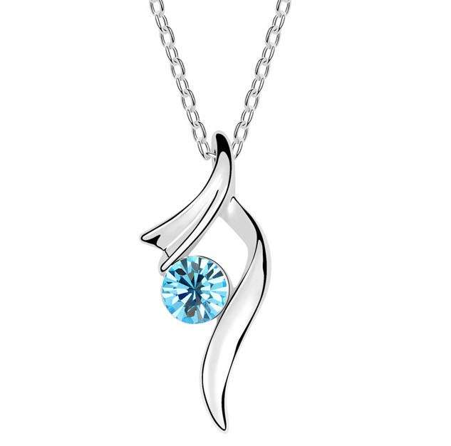 STUNNING BLUE TOPAZ  SWAROVSKI  NECKLACE IN 18KGP