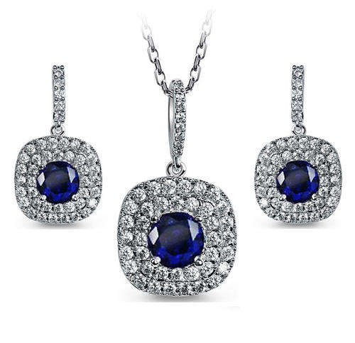 !!! NEW ARRIVAL !!! DAZZLING TOP SAPPHIRE ZIRCON SET IN 18K WHITE GOLD CLAD