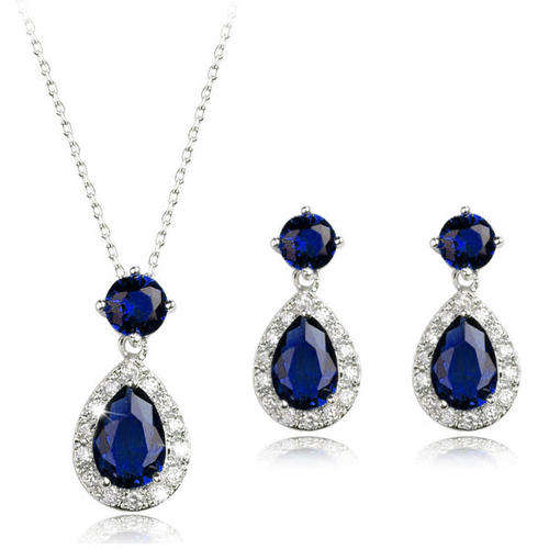 !!! NEW ARRIVAL !!! DAZZLING TOP SAPPHIRE ZIRCON SET IN 18K WHITE GOLD CLAD