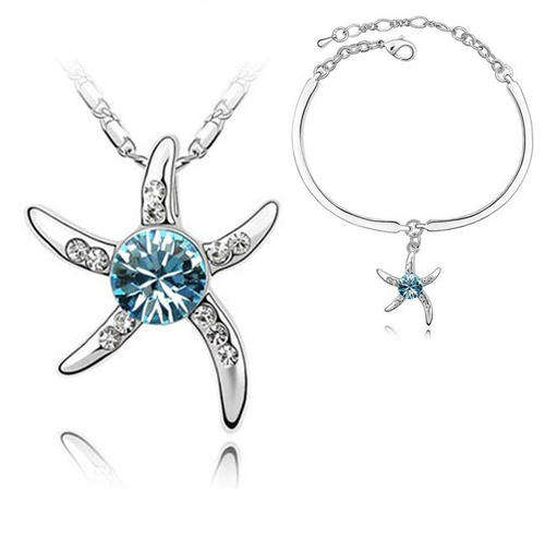 STERLING STARFISH SWAROVSKI ACCESSORIES SET IN 18K WHITE GOLD CLAD