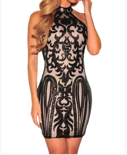 !!! NEW ARRIVED!!! BEAUTIFUL SEQUIN BLACK DRESS IN SIZE L