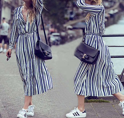 Casual Sun Dress | Blue & White Stripes