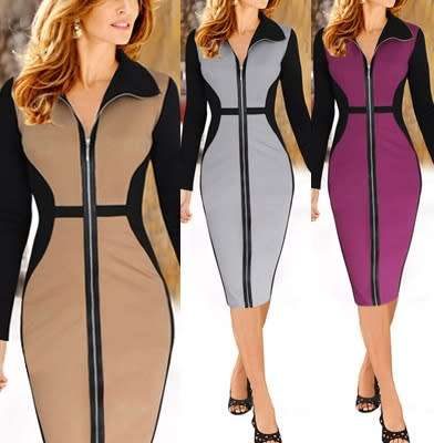 !!! NEW ARRIVAL !!! ELEGANT LONG SLEEVE DRESS IN THREE COLORS IN SIZE M TO XL