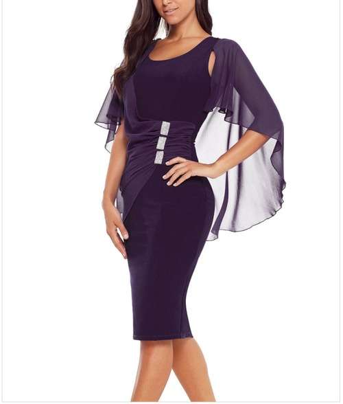 Purple Cocktail Knee Length Dress