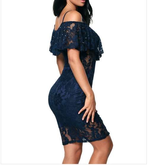 Off Shoulder Navy Dress in size L