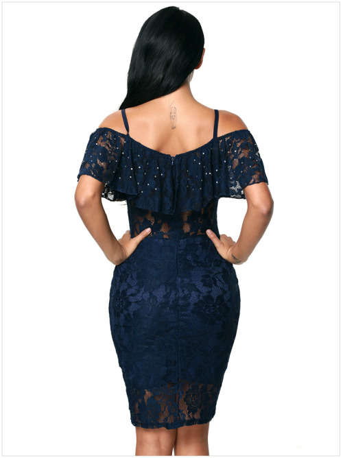 Off Shoulder Navy Dress in size L