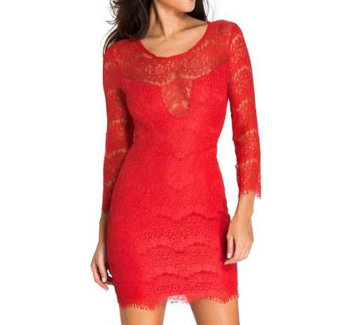 Long Sleeve Sexy Red Dress in size 32