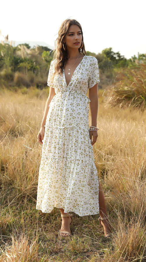 White Maxi Summer Dress in size M to  XL