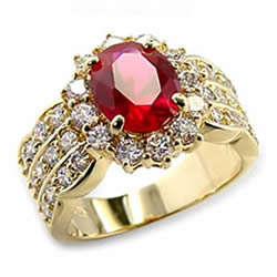 Gold Plated Ruby Cubic Zirconia Ring- Size 6~no reserve