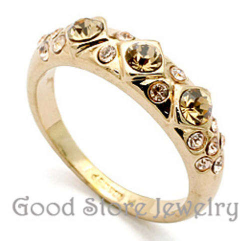 WEDDING BAND BEAUTIFUL CITRINE SWAROVSKI RING***SIZE 8