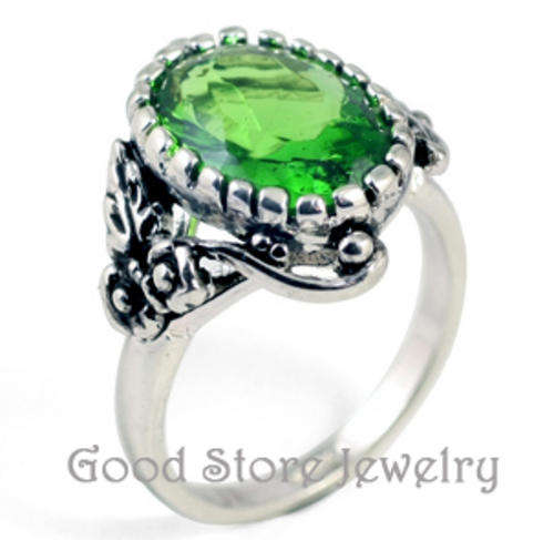 BEAUTIFUL SIMULATED PERIDOT  RING  ***SIZE 8