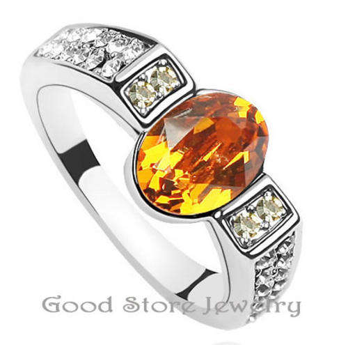GORGEOUS CITRINE SWAROVSKI RING ***SIZE 6