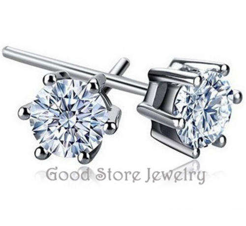 Stunning 925 Pure Silver Round Brilliant Cut Simulated Diamond Earring