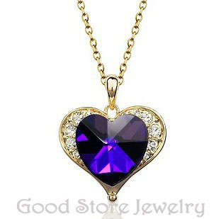 BEAUTIFUL ROYAL BLUE SWAROVSKI NECKLACE IN 18K WHITE GOLD CLAD