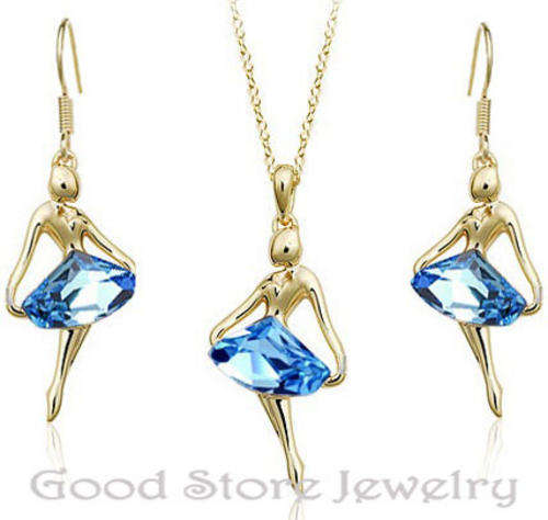 DAZZLING BLUE TOPAZ SWAROVSKI NECKLACE IN 18K WHITE GOLD CLAD