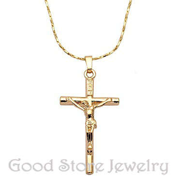 CROSS PENDANT IN 18K WHITE GOLD CLAD on chainin