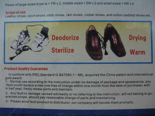 SHOE DRY AND DEODORISER